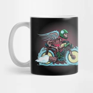 skeleton motorcyclist who promotes careful driving Mug